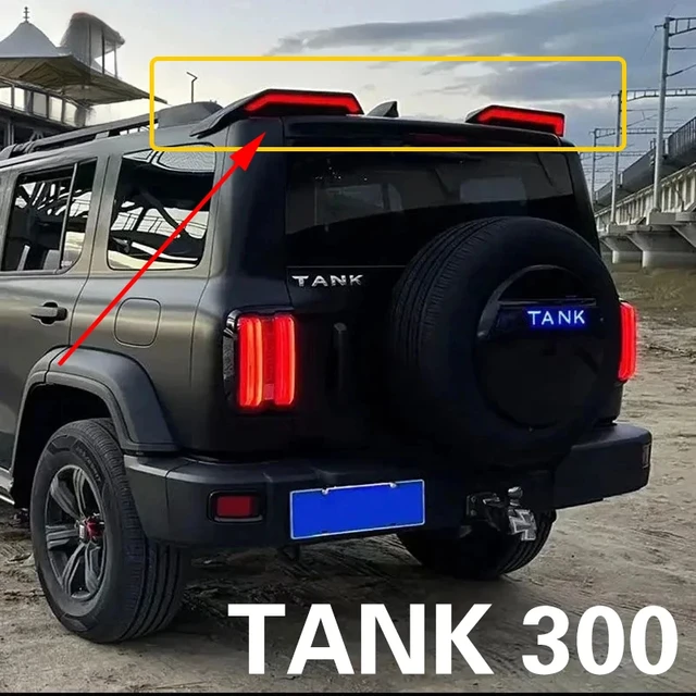 For Great Wall GWM WEY TANK 300 Tail wing modification split flow light tail wing roof Cyber tail wing with light exterior 1