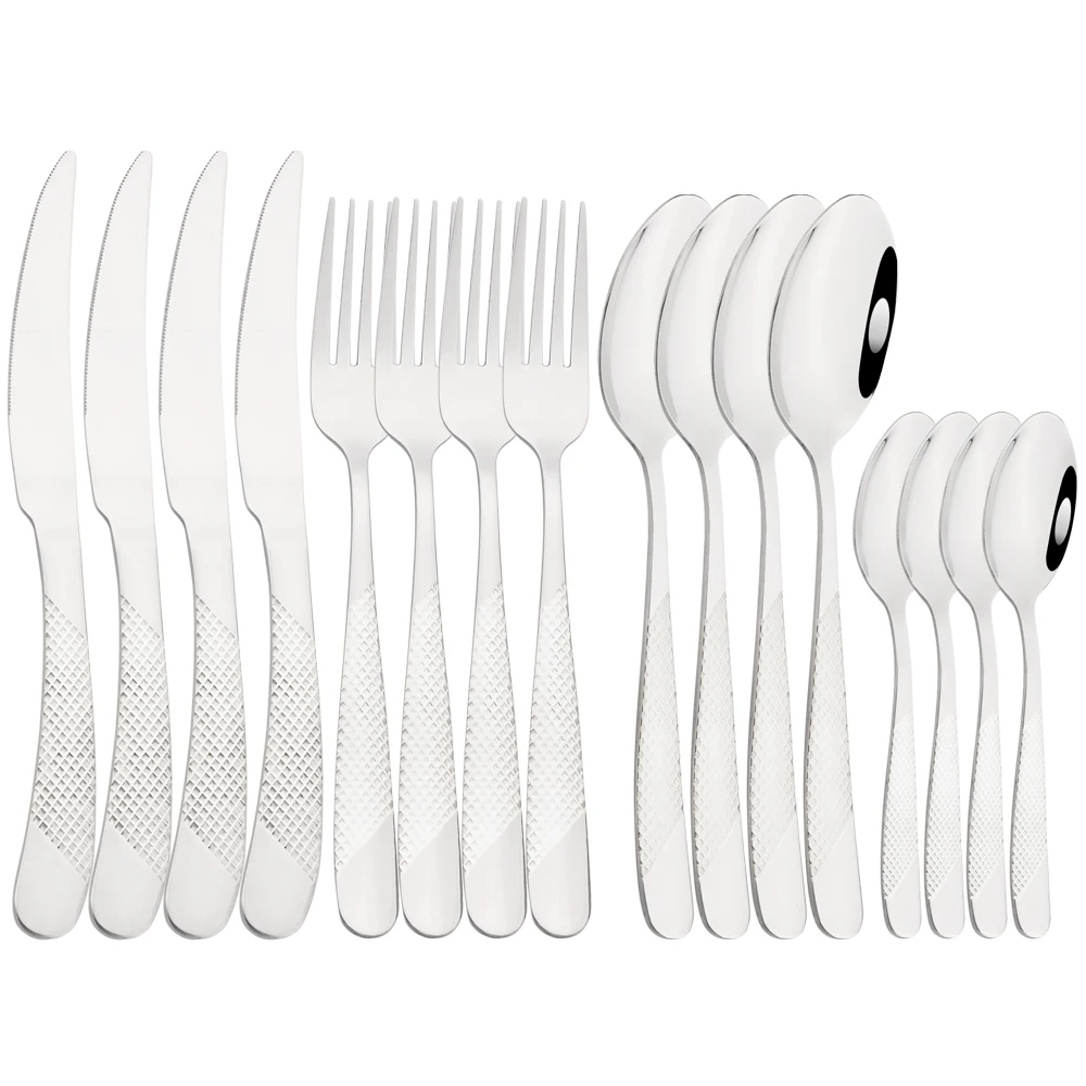 

16Pcs Dinnerware Set Coffee Spoon Fork Knife Tableware Set High Quality Stainless Steel Cutlery Set Wedding Flatware Kitchenware