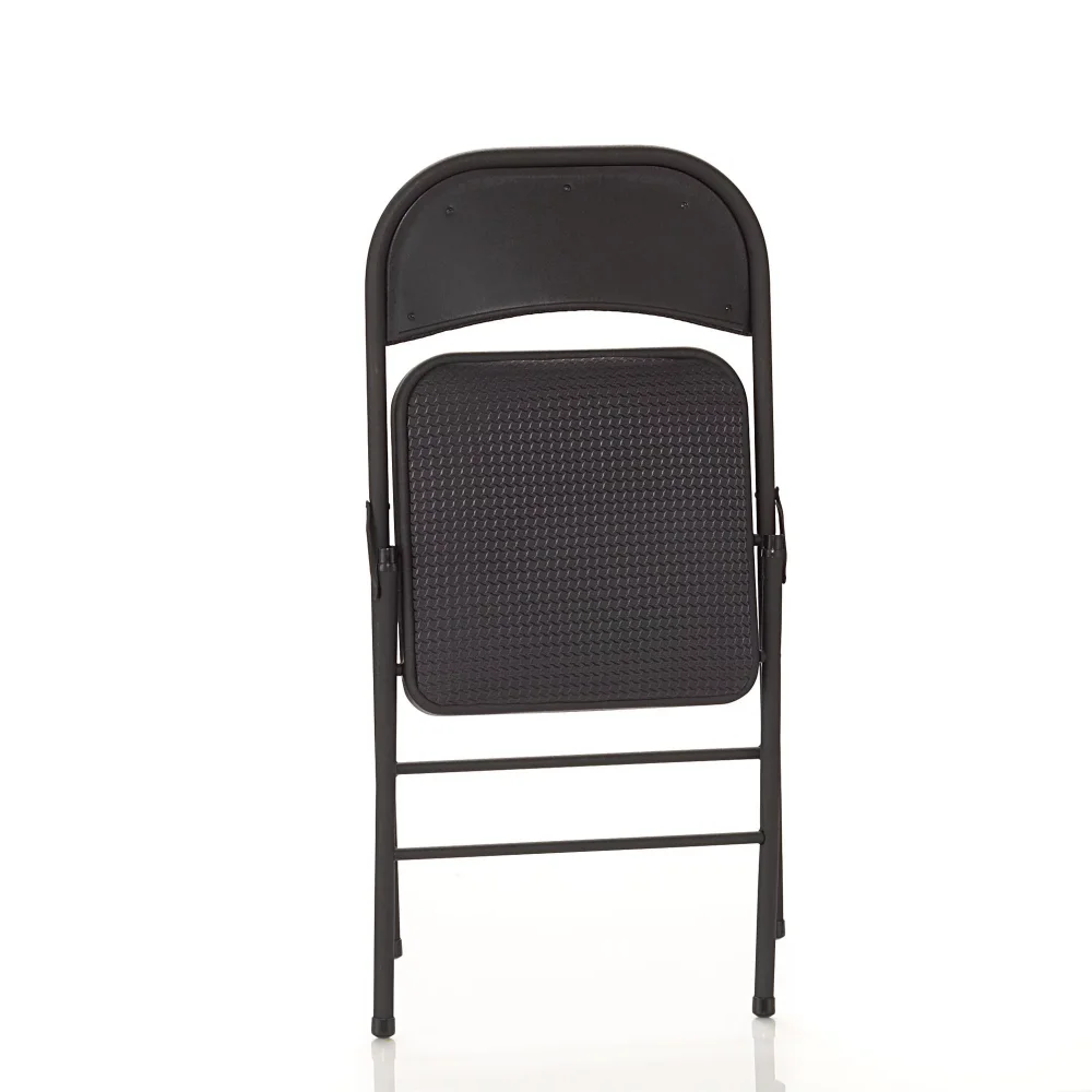 Silla plegable de metal, cómoda silla mecedora ligera, color negro, con  marco de acero, asiento tapizado, silla de comedor de cocina para sala de