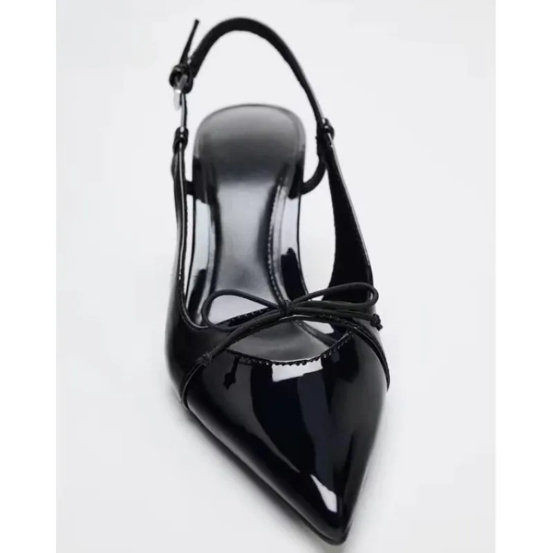 New Black High Heels Shoes Women Sexy Pointed Toe Sandals Brand Designer Slingbacks Buckle Strap Elegant Party Ladies Pumps