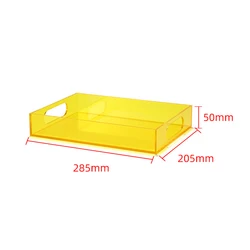 Sleek Clear Acrylic Organizer Tray with Handle (Yellow)