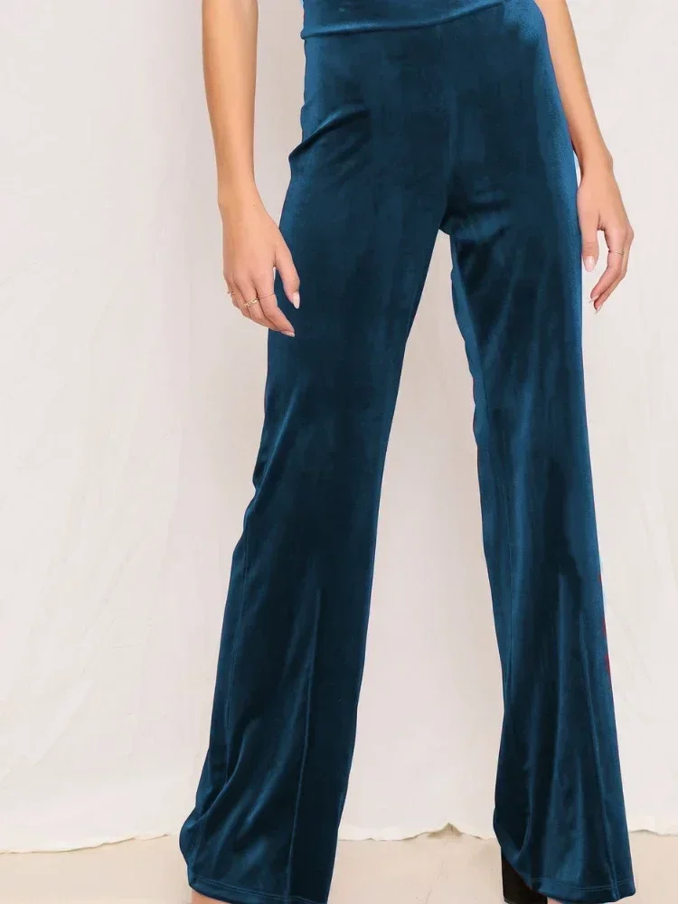 

Весенне-осенние женские модные повседневные эластичные брюки с высокой талией, комфортное бархатное свободное облегающее нижнее белье с широкими штанинами