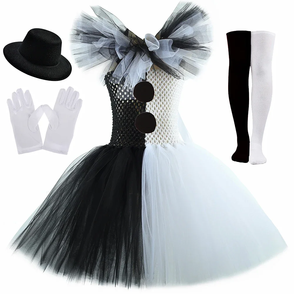 Terrifier Art The Clown Costume Girl Black White Fancy Tutu Dress Horror Joker Dress for Kids Halloween Carnival Party Costumes 2