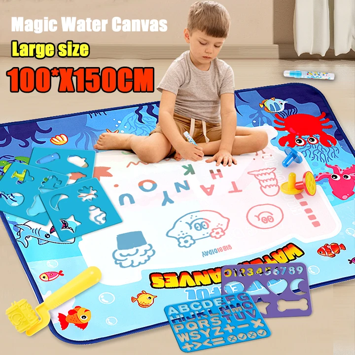 Tavolo da disegno per graffiti su tela magica ad acqua Ripetutamente Doodle Tappeto per pittura ad acqua Tappetino da disegno riutilizzabile Giocattolo per bambini Regalo - immagine 2