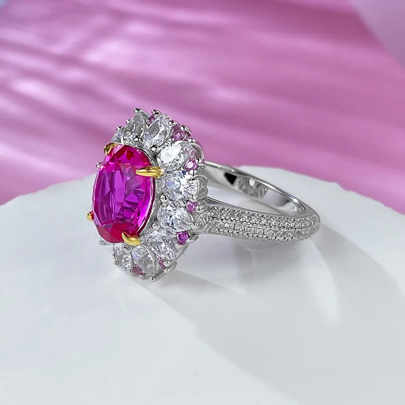 Luxury Ring 8x10MM Pink High Carbon Diamond 100% – S925 Silver Shiny Jewelry Women’s Anniversary Party Mother Gift 3 Luxury Ring 8x10MM Pink High Carbon Diamond 100% - S925 Silver Shiny Jewelry Women's Anniversary Party Mother Gift 3