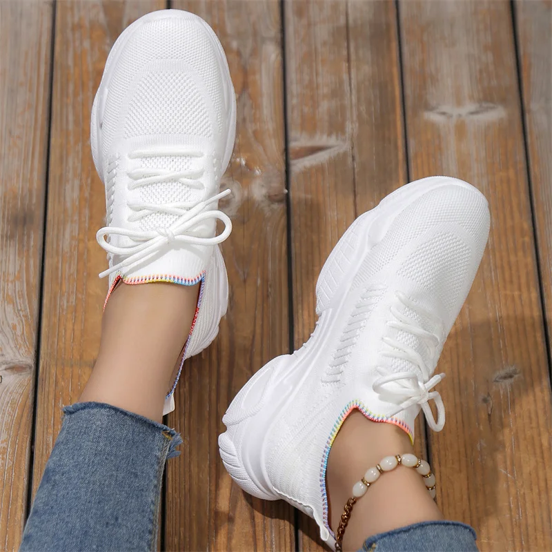 Mesh Breathable Women Casual Sneakers Lace-up Vulcanized Shoes Ladies Platform Sneakers Female Shoes Plus Size Zapatos De Mujer