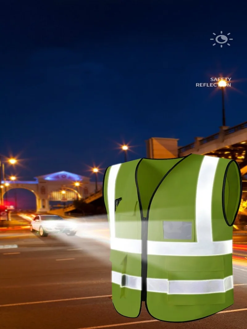Reflective Safety Vest Bright Color Multi-pocket Traffic Vest Railway Coal Miners Uniform Breathable Reflective