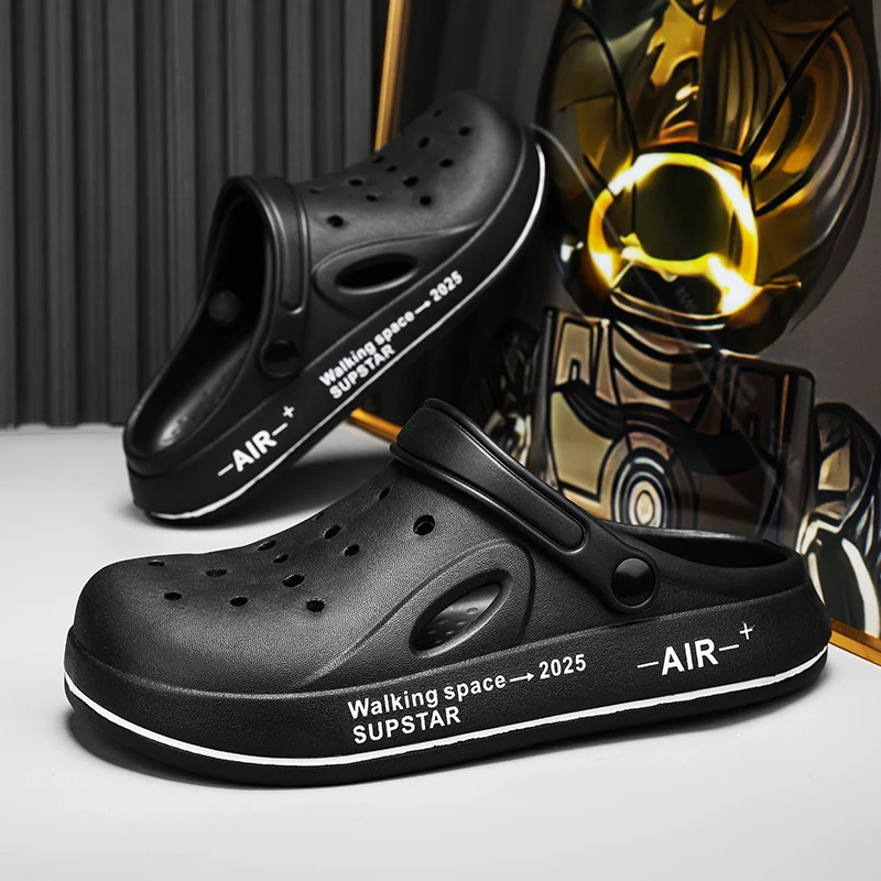 Summer Men's Slippers Sandals Wearing Beach Hole Shoes Outside Home Garden Chef Baotou Casual Fashion