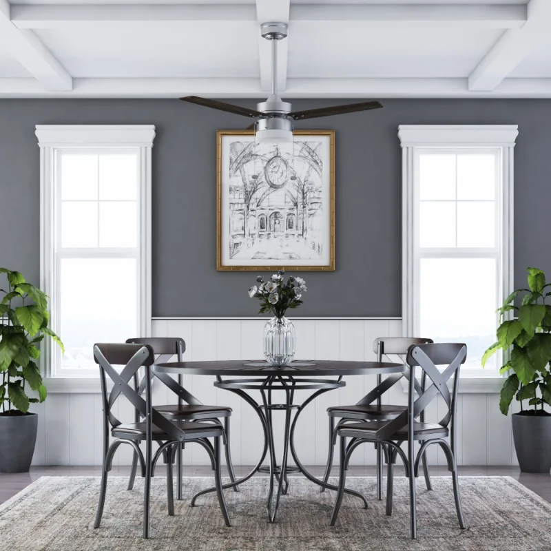

42" Pewter Modern Small Room Ceiling Fan with 3 Blades, LED Light Kit, Pull Chains & Reverse Airflow
