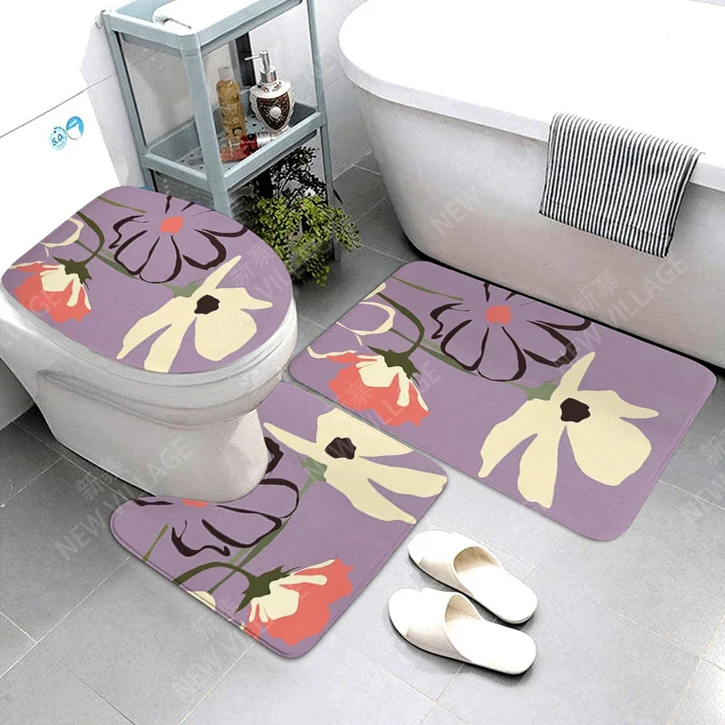 Anti-slip Bath Mat Bathroom Rug Shower Mat Decorative Absorbent Foot Entrance Bathtub toilet rug boho Nordic leaf plant