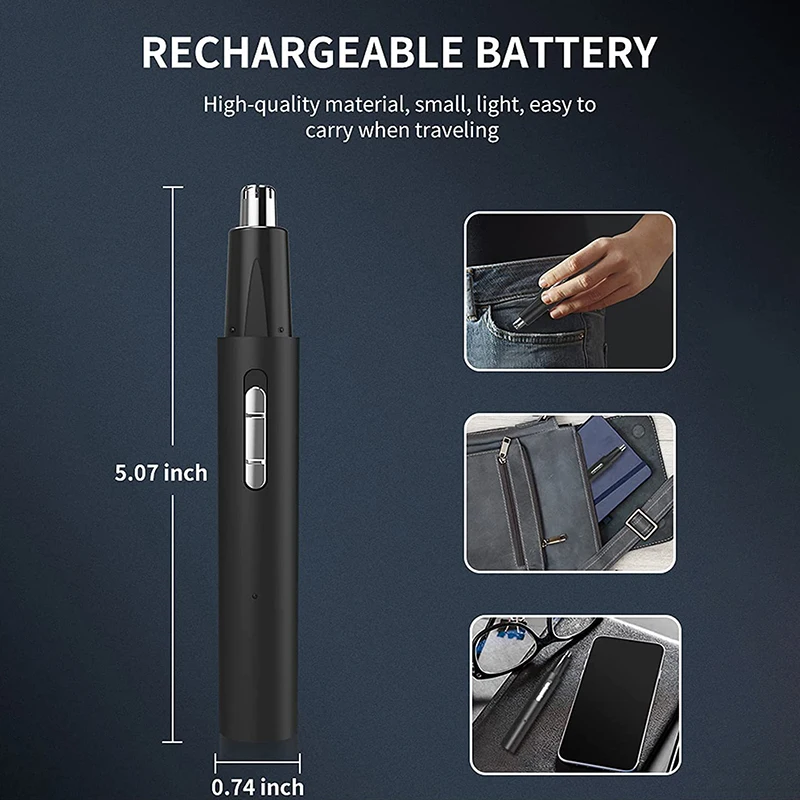 Electric Nose Ear Hair Trimmer for Men Painless Rechargeable Sideburns Eyebrows Beard 3 in 1 Hair Clipper Shaver
