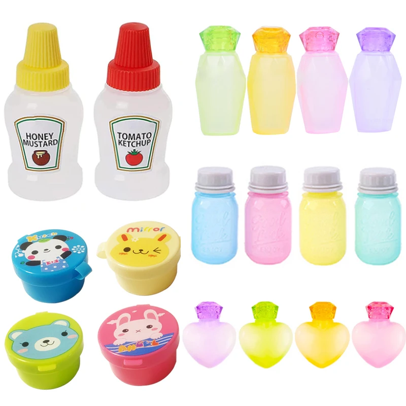 Lunch Bento Soy Sauce Box Container with Dropper Cute Design Plastic Condiment Dispenser Mini Salad Tomato Sauce Bottle