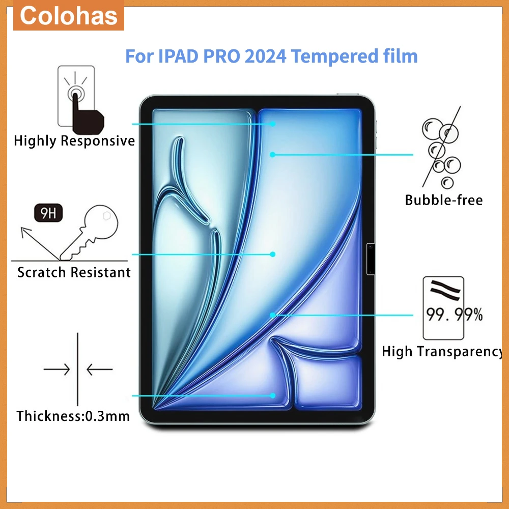 

New for Apple IPad AIR 2024 for IPAD PRO 2024 Tempered Glass Film HD Scratch-resistant Explosion-proof Screen Protection Film