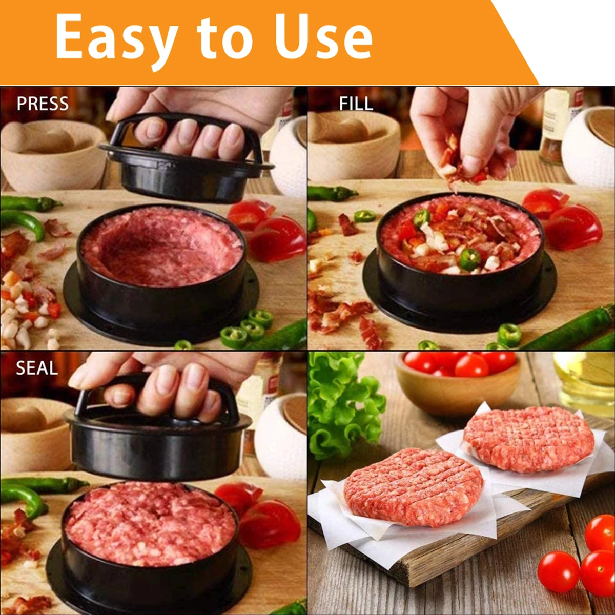 ABS Hamburger Maker Press Non-Stick Patty Maker Mold