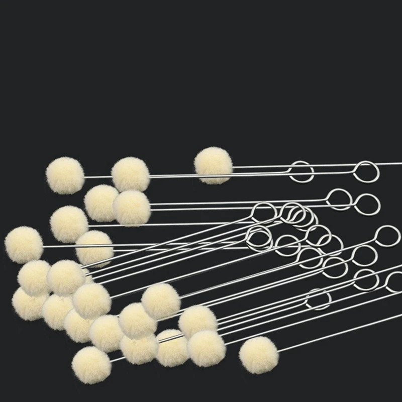 100Pcs Handmade Leather Care Wool Ball Brush Handmade Leather Care Alcohol Dye Oily Dye Daubing Tool