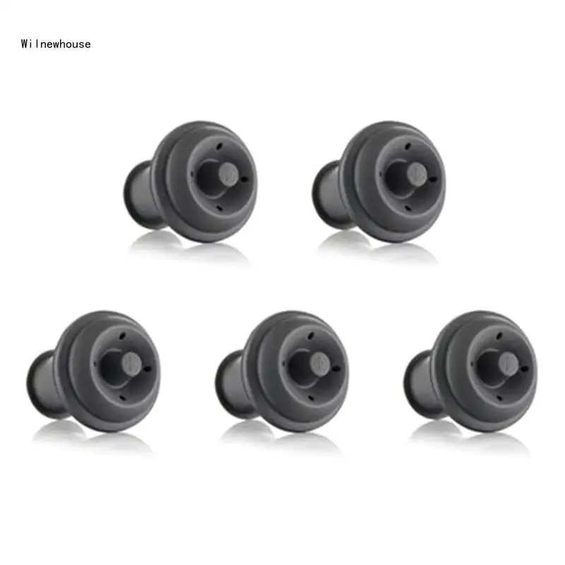 

5 Pcs Wine Bottle Stoppers Silicone Sealed Wine Saver for Gift Bar Party Dropship