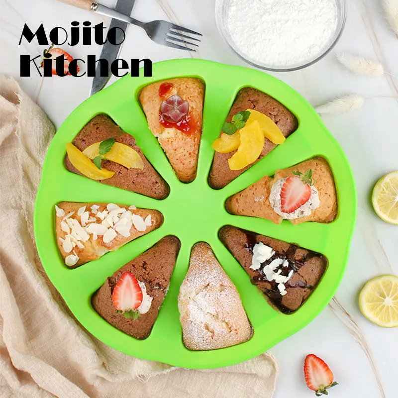 

Silicone Portion Cake Mold for Baking Silicone Mold 8-Cavity DIY Non-Stick Soap Mould Pizza Slices Pan Cake Decorating Tools