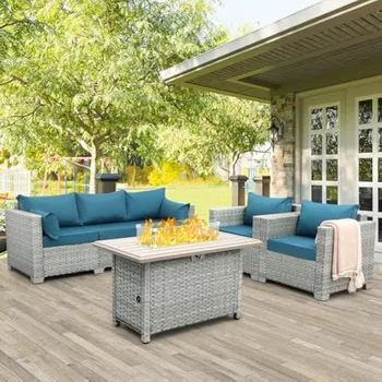 4-Piece Wicker Patio Conversation Set 1