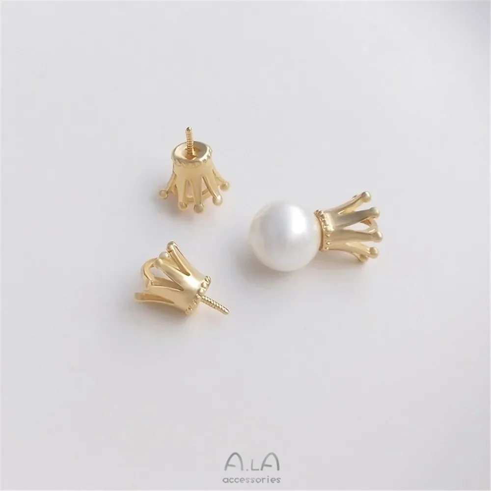 

Позолоченная Корона 14K, полукольцо, подвеска с кристаллом и жемчугом, пустой держатель, подвеска, ручное украшение «сделай сам», аксессуары для ювелирных изделий