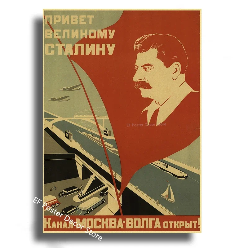 Vintage Stalin Ussr Cccp Poster Poster Aesthetic Prints And Posters Wall Art Retro Painting Home Room Cafe Club Dorm Wall Decor Peckshirt