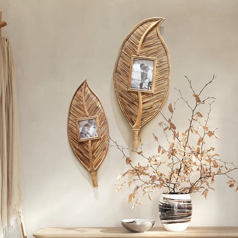 

Rustic Style Straw Wall Decor Natural Reed Grass Art Photo Frame Home Decor Living Room Sofa Background Wall Hanging Ornaments