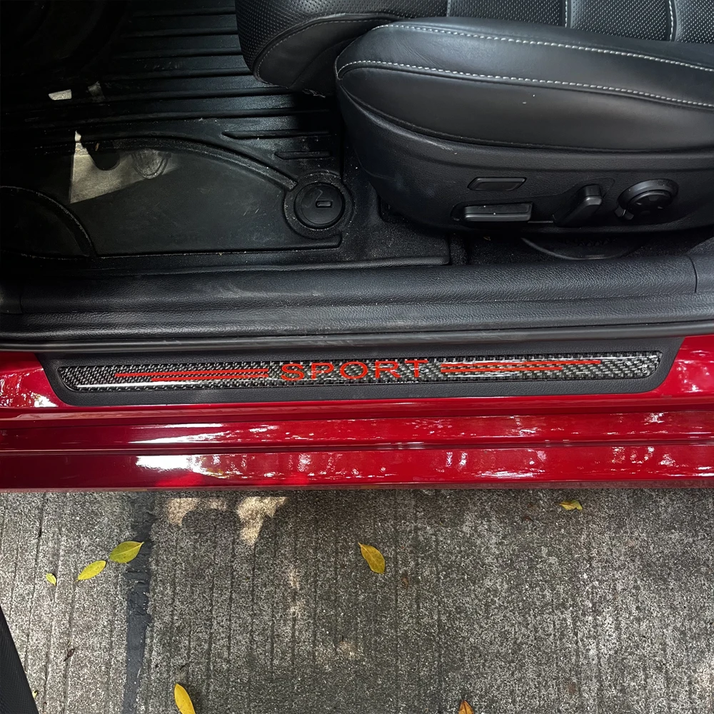 

4Pcs Car Door Threshold Sill Cover Decorative Stickers For Kia Stinger 2018-2020 Auto Real Carbon Fiber Protector Covers LHD RHD