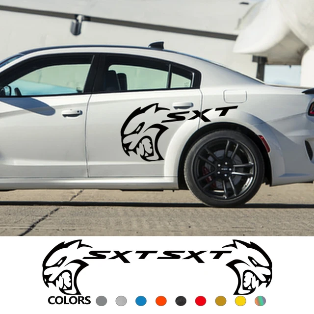 Enhance Your Car s Style with 2PCS Car Side Door Stickers For Dodge Charger Challenger SXT Caliber Durango Avenger Dart Wheel Brow Decals Tuning Accessories