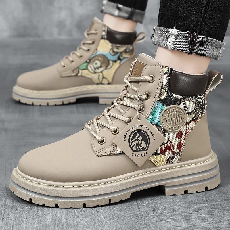 Leather Boots Mens Leather Boots Luxury Warm Fur Ankle for Winter
