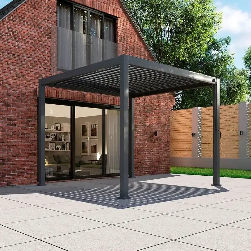 Luxury Patio Waterproof Hardtop Gazebo Garden Pergola Aluminium Outdoor Aluminum Hardtop Louvered Canopy Elegance