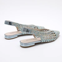 Trendin Mode Women Braided Pointed Toe Slingback Fashion Flat Bottom Elastic Backstrap Sandals - Image 2