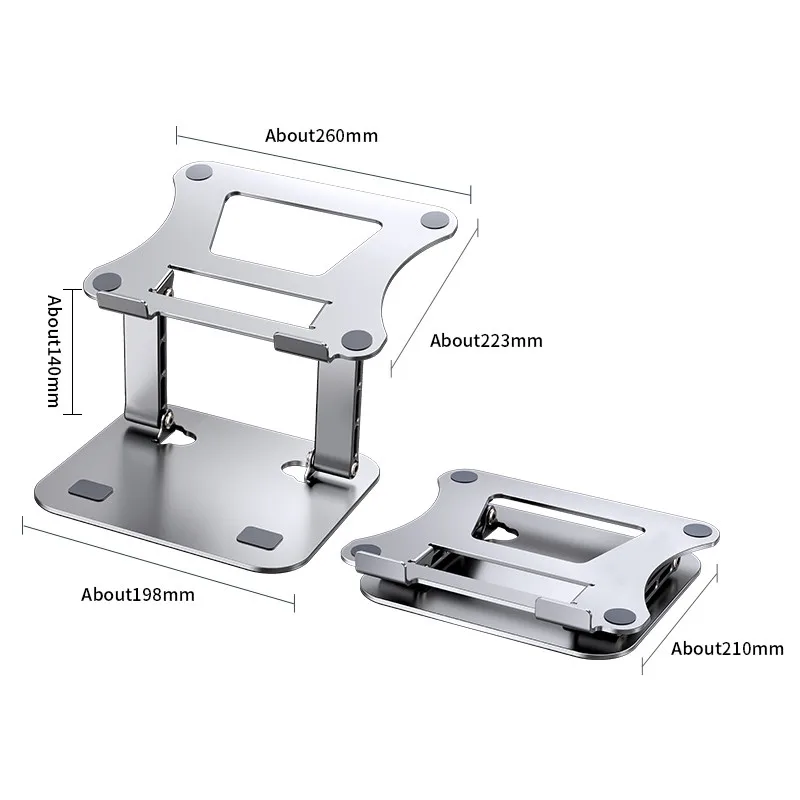 Liga de Alumínio Ajustável Laptop Stand Portátil Fold Holder Cooling Bracket Suporte Notebook Tablet até 17 - Imagem 2