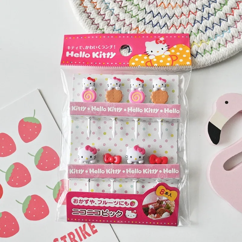 

Hellos Kittys Shape Fruit Fork Creative Cartoon Cute Baby Decorated Fruit Fork Set Fruit Sign Party Fruits Skewers Lunch Cutlery