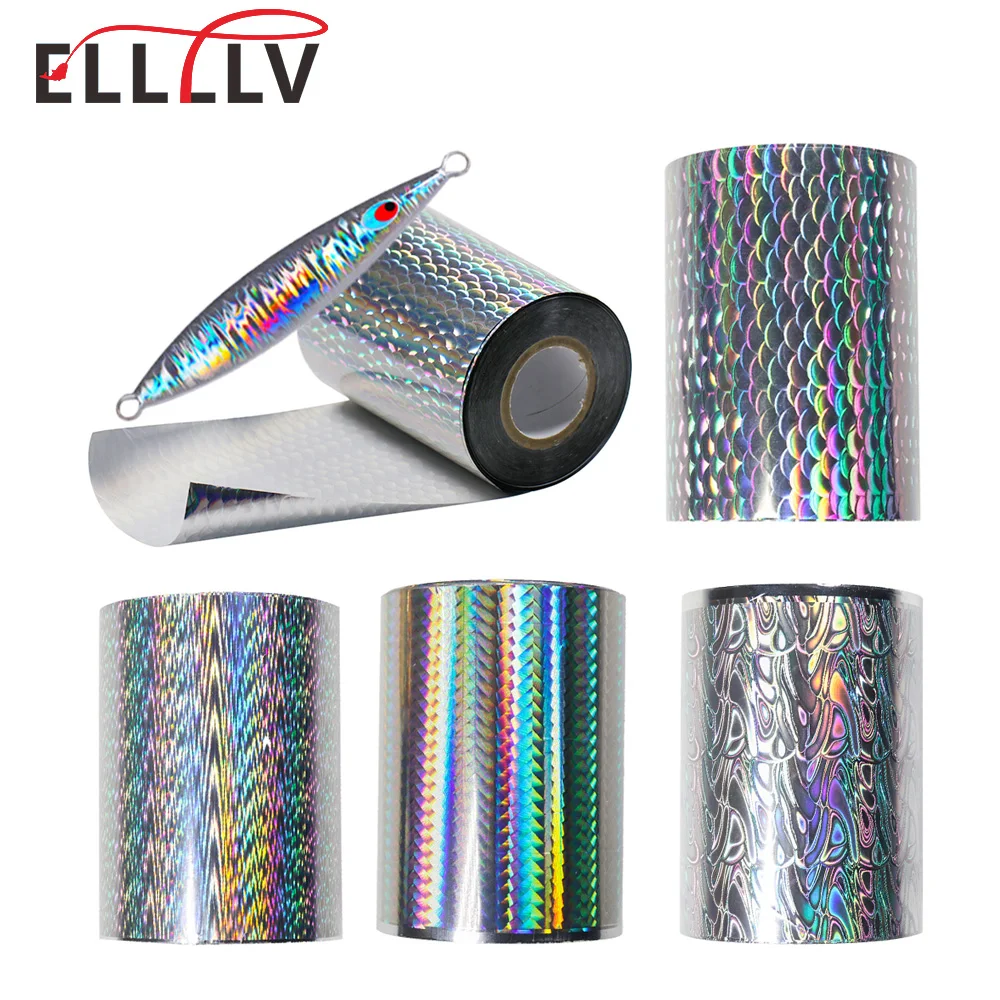 

Elllv 8cm*120m/Roll Holographic Laser Hot Stamping Foil Fish Lure Skin Material for Jigs Spoon Hard Baits Heat Transfer Paper