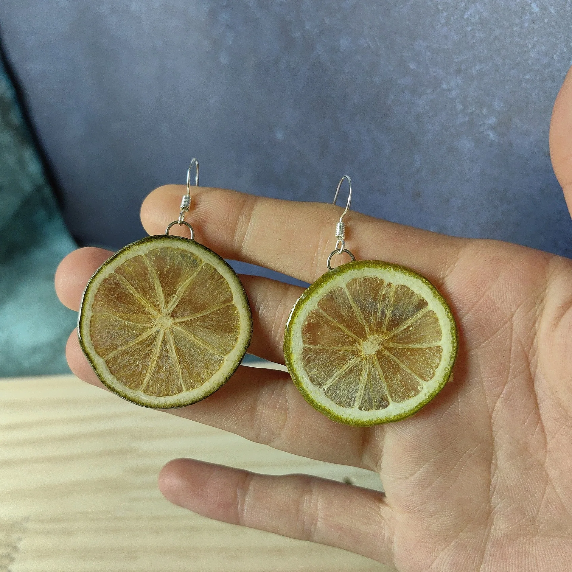 Unique Epoxy Resin Fruit Earrings Summer Natural Orange Chip