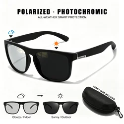 Photochromic Polarized Unisex Sunglasses - Classic Square Frame, UV400 Protection, Anti - Glare, All - Day Comfort (C2 - Complete Set)
