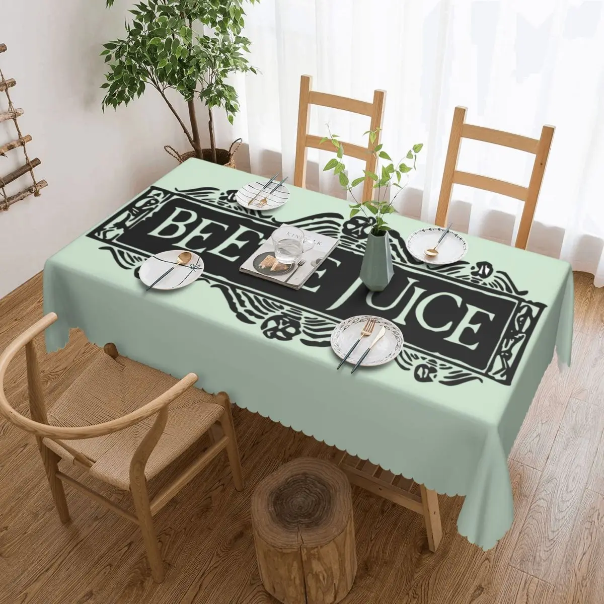 

Rectangular Oilproof Tim Burton Horror Movie Beetlejuice Table Cover Table Cloth Tablecloth for Picnic