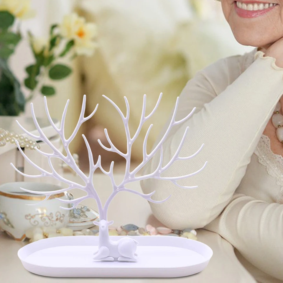Antler Jewelry Tree Stand - 10.5 Inch Tabletop Organizer For Rings & Necklaces