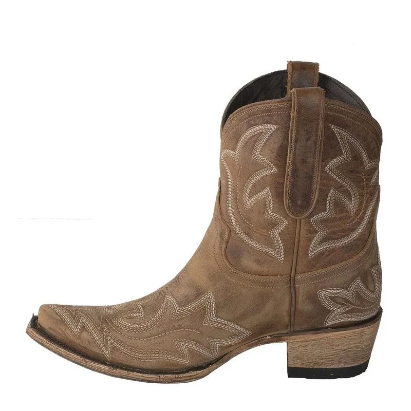 2023 Classic Embroidered Western Cowboy Boots for Women Pu Cowgirl Boots Low Heel Shoes Knee High Woman Ankle Boots Cowboy Botas
