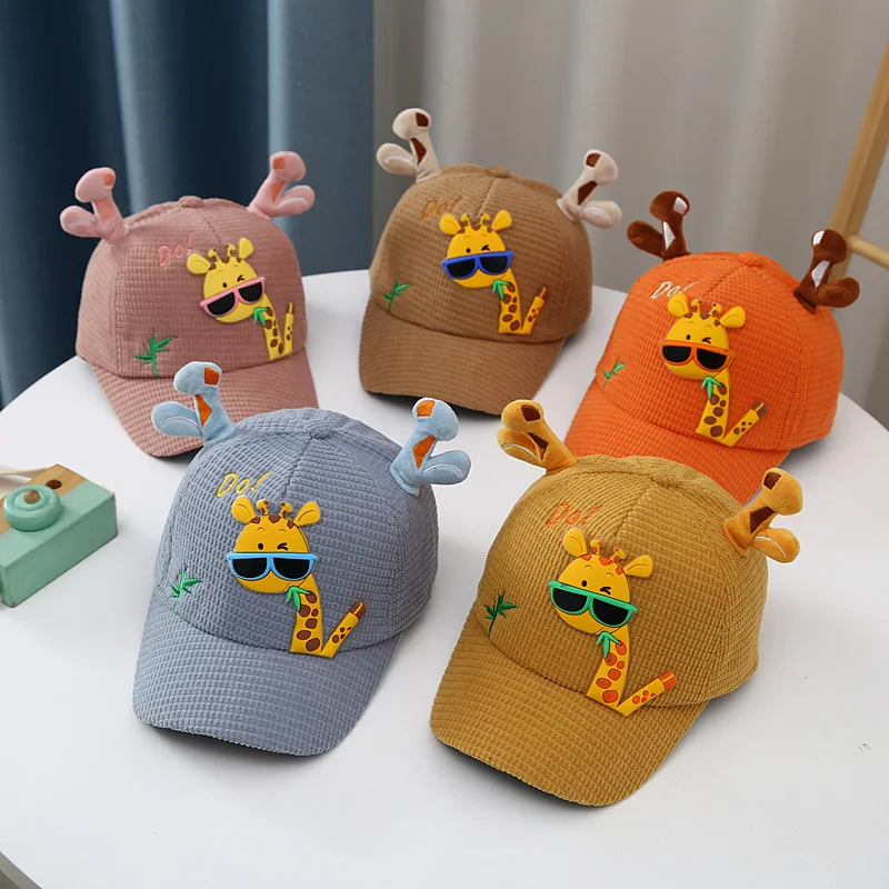 Cartoon Glasses Giraffe Children's Baseball Cap for Toddler Boy Girl Autumn 2023 Korean Thick Kids Peaked Caps 1-5Y children s camouflage baseball cap adjustable hip hop hat summer boy girl outdoor sun hat parent child pilot glasses peaked cap