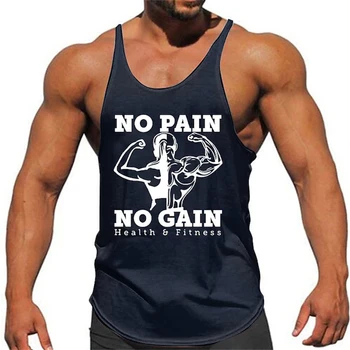 NO PAIN NO GAIN 3D Printed Tank Tops New Fashion Letter Print Tops Tees Sleeveless Vest Men Harajuku Street Adult GYM T-shirt 1