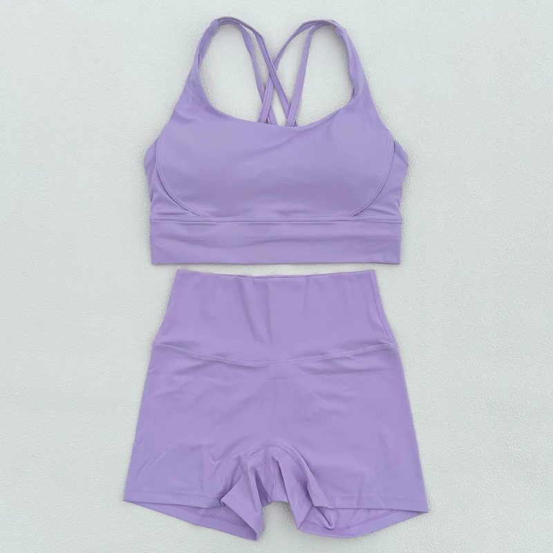2 Piece Yoga Clothes Women's Tracksuit Athletic Wear Fitness Suit Gym Workout Push Up Clothes Sports Bra Yoga Shorts Suit