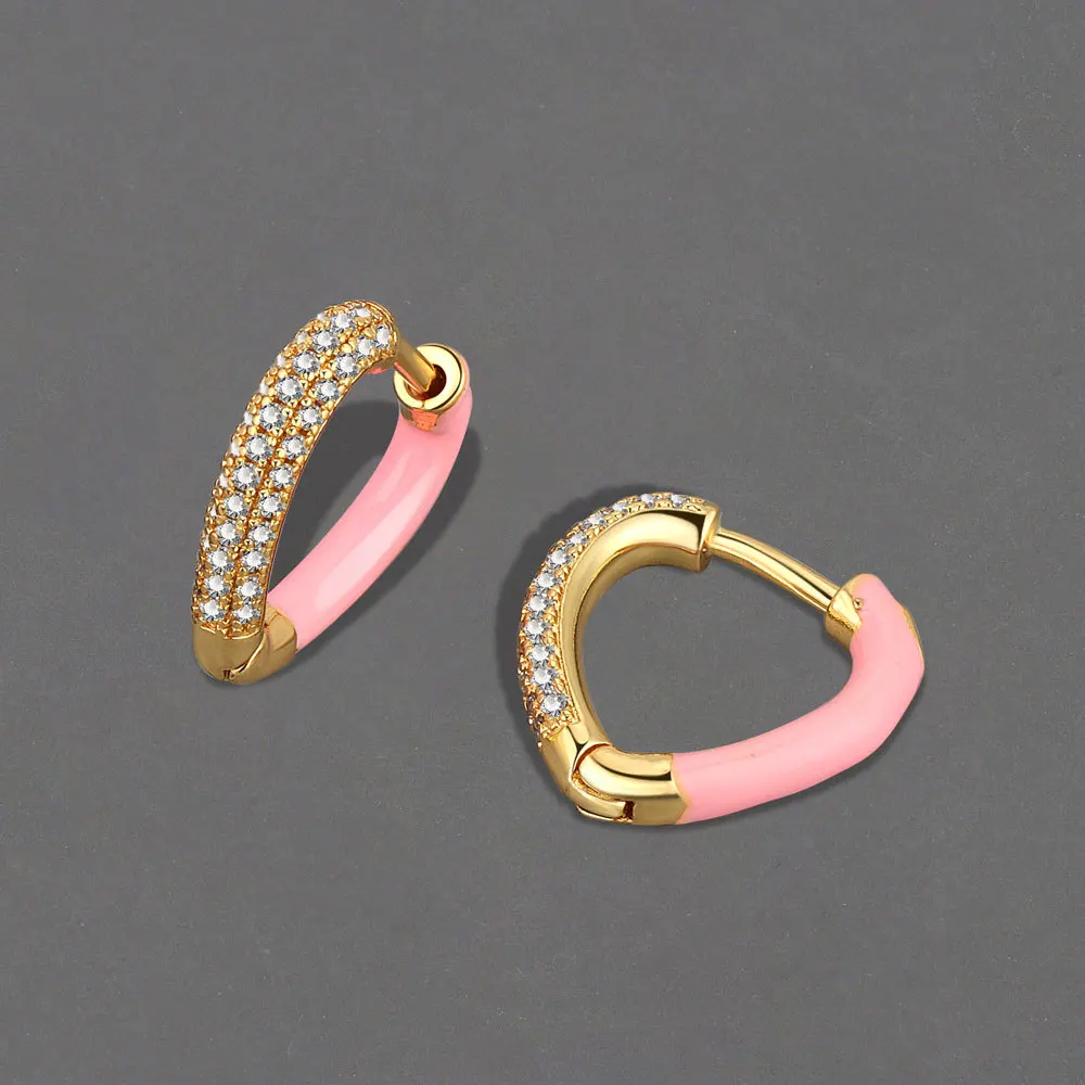 Heart Gold Hoop Earrings For Women Fine Small Huggie Sleeper Earring