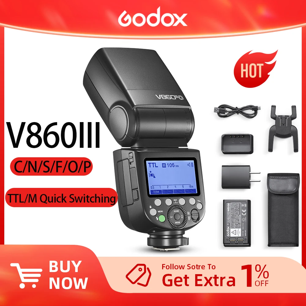 Godox V860III V860 III Speedlite Camera Flash E-TTL HSS Flash Light for Canon Sony Nikon Fuji Olympus Panasonic Pentax Camera on camera flash camera flash
