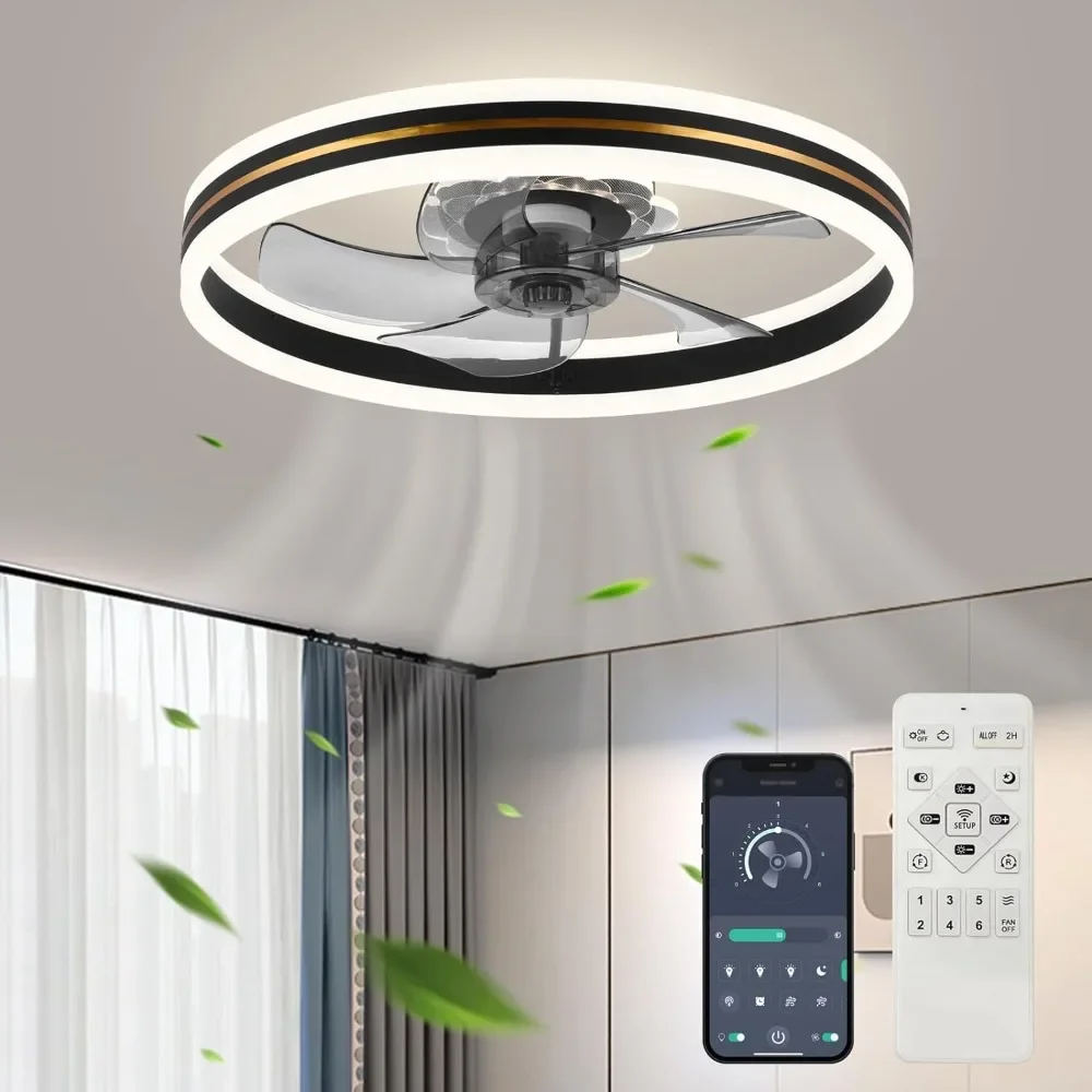 

Ceiling Fans with Lights, 6 Speeds, Dimmable LED, App & Remote Control, Quiet DC Motor, Ceiling Fans