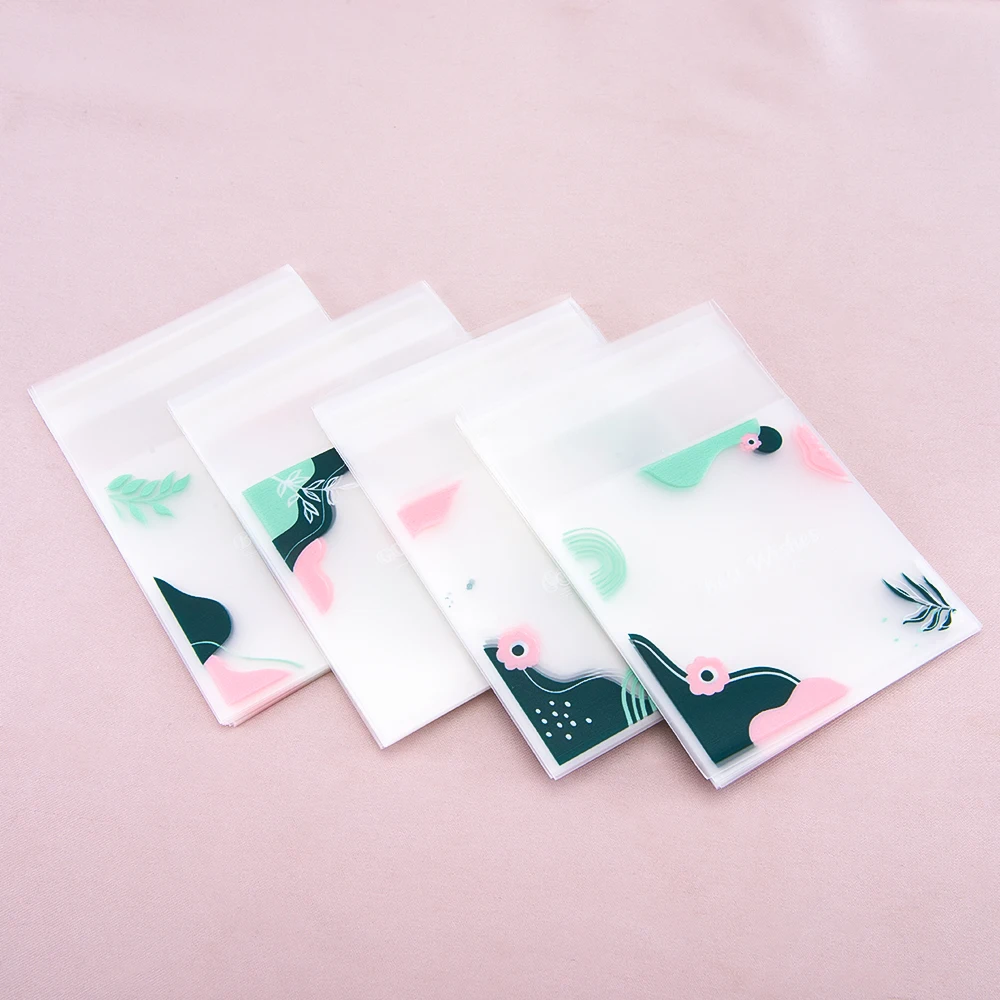 50pcs Small Fresh Morandi Color Opp Self-adhesive Bag Jewelry Universal Display Packaging Bag