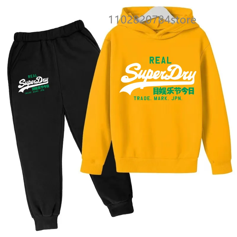 Kids Hoodie Pants Set Outdoor Sport Spring Autumn 3-12 Year Boy Girl Sweatshirt