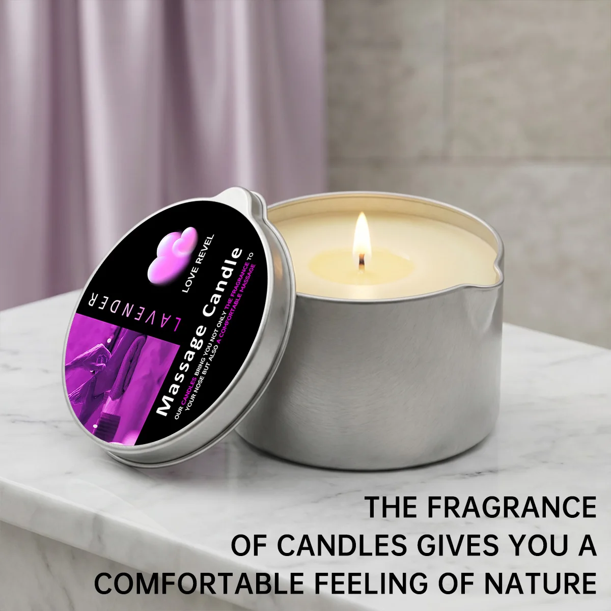 Lavender Aromatherapy Massage Candle - Moisturizing Soy Wax 2oz Gift for Relaxation & Home Ambiance