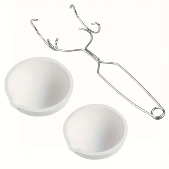 High-Temp Quartz Crucible Clip and Melting Bowl Set for Gold Silver Melting Jewelry Casting Metal Refining Furnace Tools