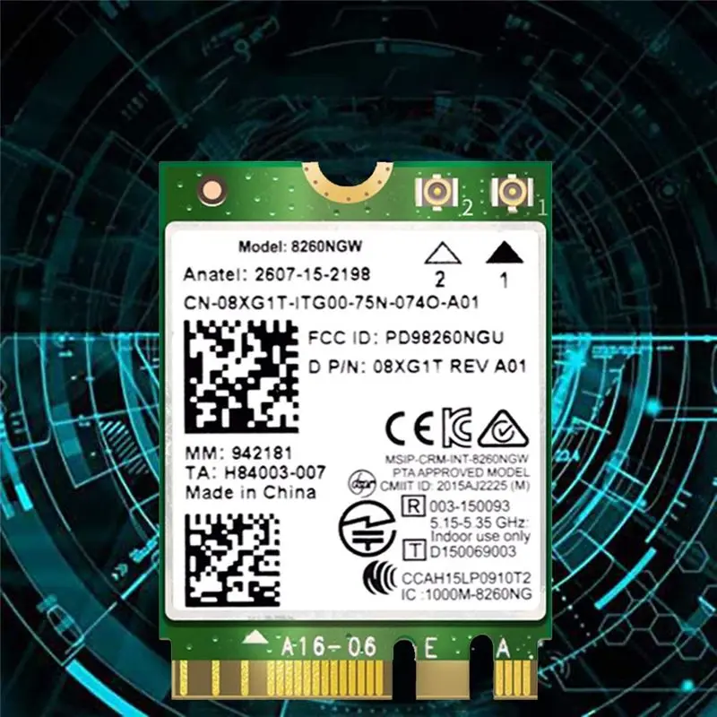ABRJ-8260NGW 8260 Wifi 카드 + 2X8DB 안테나 2.4G/5Ghz 867Mbps 블루투스 4.2 AC8260 NGFF M.2 Wifi 무선 카드 모듈 802.11AC