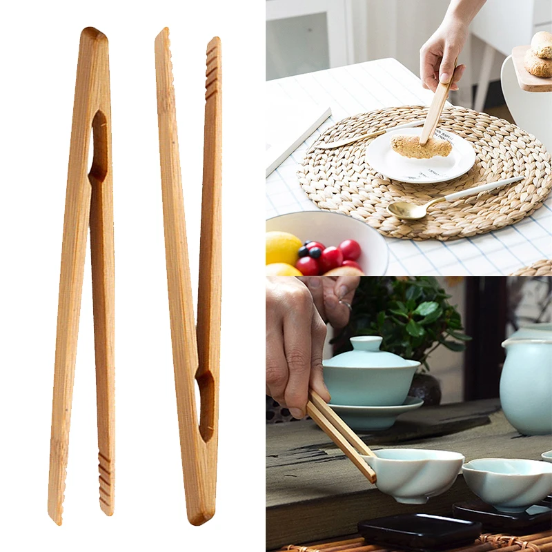 Bamboo Wooden Tea Clips Kitchen Food Tongs Salad Toast Tong Tweezer Bread Bacon Sugar Ice Tea Clip Teaware Accessories-1pc